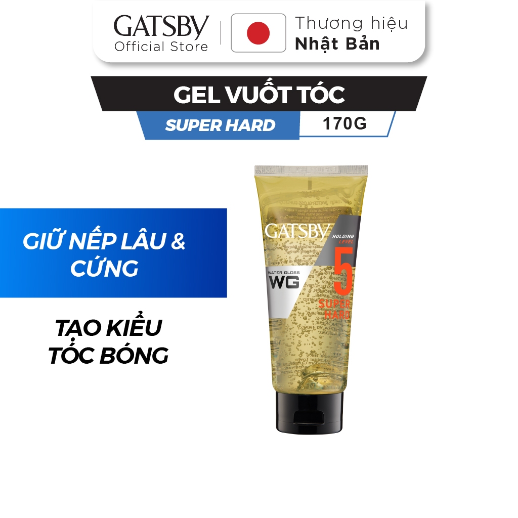 Sáp vuốt tóc GATSBY Water Gloss Super Hard, gel vuốt tóc siêu cứng 170g