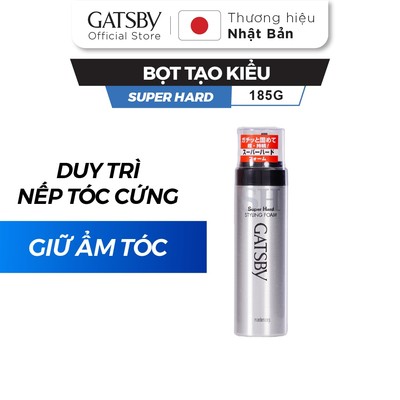 Bọt tạo kiểu làm phồng tóc cho nam GATSBY Super Hard Styling Foam 185g - Siêu Cứng