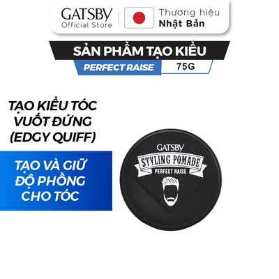 Sáp vuốt tóc GATSBY Styling Pomade Perfect Raise, Pomade tạo kiểu Edge Quiff mạnh mẽ, tạo & giữ