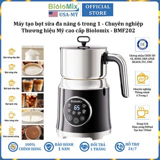Máy đánh sữa tạo bọt cà phê, ca cao 6 trong 1 thương hiệu mỹ biolomix bmf202 - công suất 600w