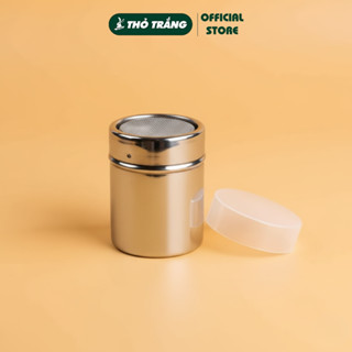  Combo Hũ rắc bột socola matcha cacao có nắp đậy inox và bộ 16 tấm rắc bột trang trí 
