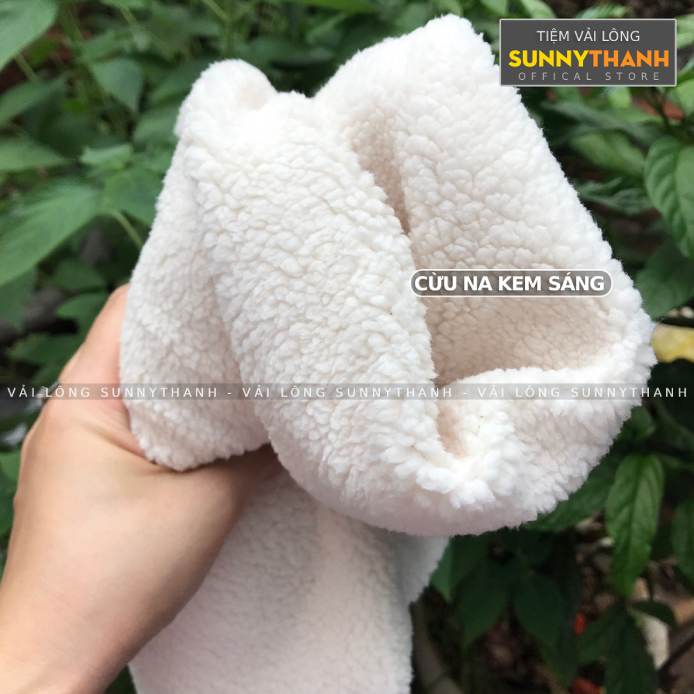  1m*1m6_VẢI LÔNG CỪU nhân tạo mềm mịn hồng trắng kem SunnyThanh bọc sofa ghế nails spa 