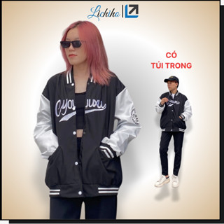  Áo Khoác Dù Varsity 2 lớp Cyouuxu Áo Bomber 3 Túi Nam Nữ Form Rộng Chuẩn Streetwear Lichiho 