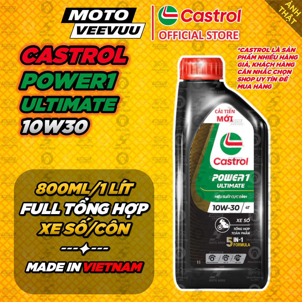[MTVV] Dầu nhớt (XE Số) CASTROL POWER 1 ULTIMATE 4T 10W30 API SP 800ml 1 Lít Chính hãng <END>