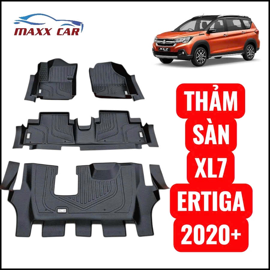 XL7/Ertiga 2020+ (7 chỗ)- Thảm lót sàn MAXXCAR xe SUZUKI XL7 và ERTIGA  nhựa TPE nguyên sinh đúc 5D.