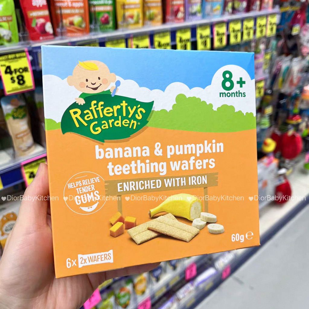 Bánh ăn dặm Rafferty's Garden Banana & Pumpkin Teething Wafers