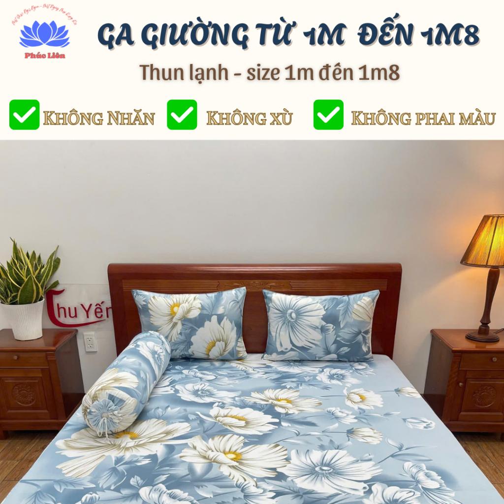 Ga giường thun lạnh kích thước 1mx2m đến 1m8x2m cho nệm cao từ 5 đến 15cm