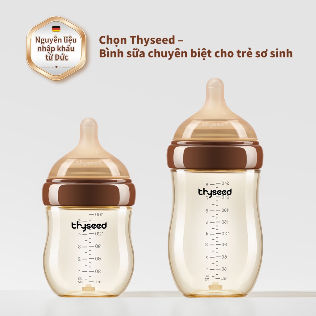 Bình sữa chống đầy hơi Thyseed PPSU núm ty siêu mềm chống sặc cho trẻ sơ sinh 160ml/240ml