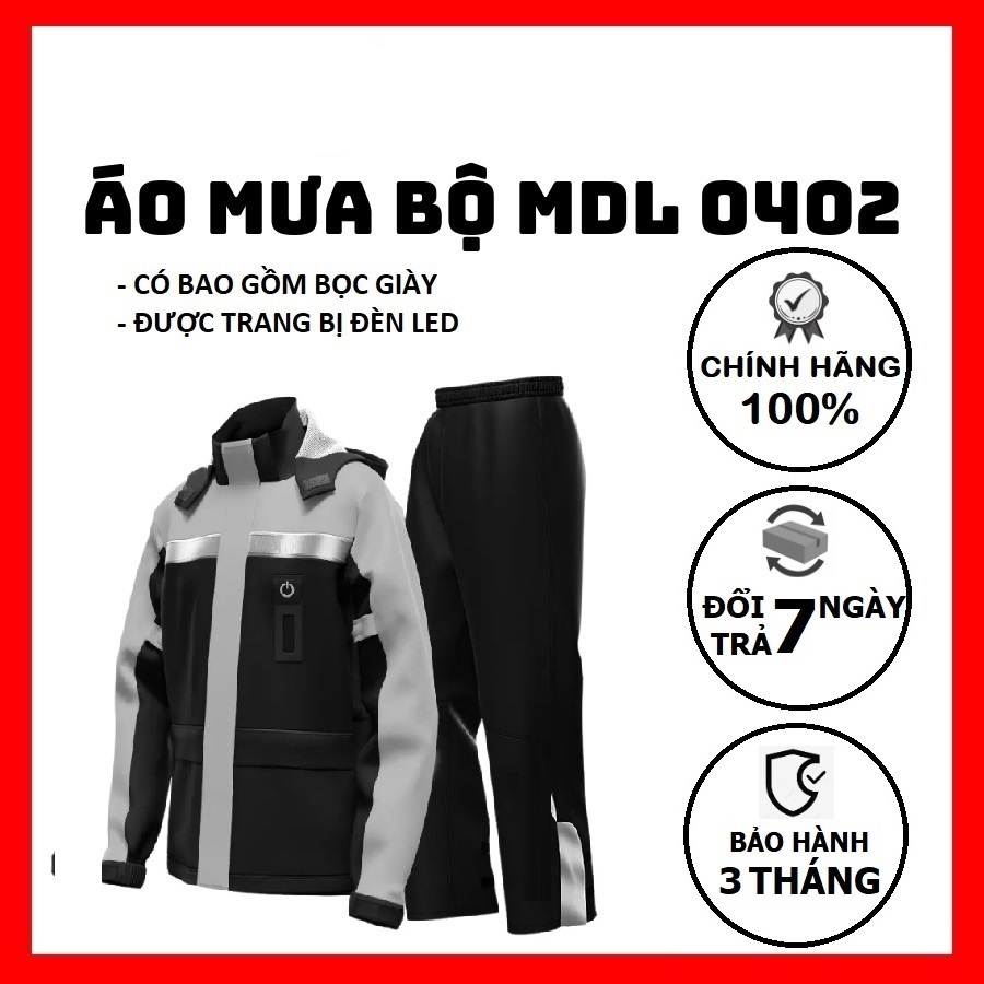  Bộ áo mưa cao cấp MTWOLF MDL0402B - Màu ghi phối đen 