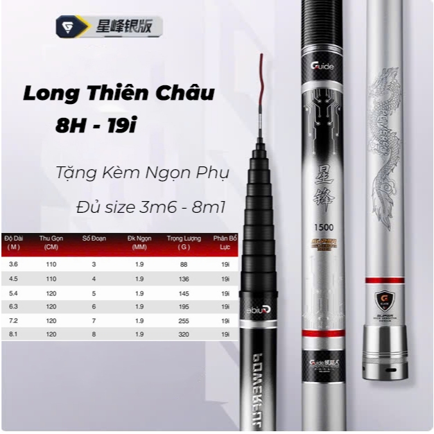 Thanh Lý Long Thiên Châu 8h Size 4m5-5m4-6m3-7m2-8m1 Đồng Giá 200k 1 Cần