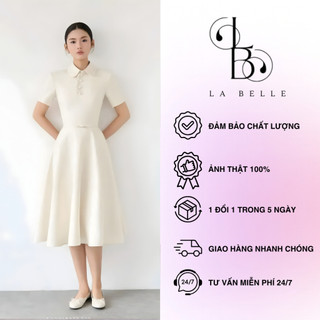 La Belle - Đầm Cổ Bẻ Tay Ngắn Dáng Xòe Tinh Khôi Chuẩn Gu Tiểu Thư Hiện Đại - Đơn Giản Là Sang
