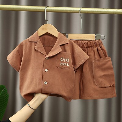 Set Đồ Bộ Áo Sơ Mi Thêu ORACOS Kèm Quần Đùi Cam Cho Bé Trai 1-5 Tuổi MINTSCLOSET Quảng Châu - TN3598