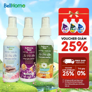 Combo 3 Xả Vải Khô BellHome Now 100ml, lưu hương dài lâu, khử mùi, Kháng khuẩn, quần áo mềm mịn