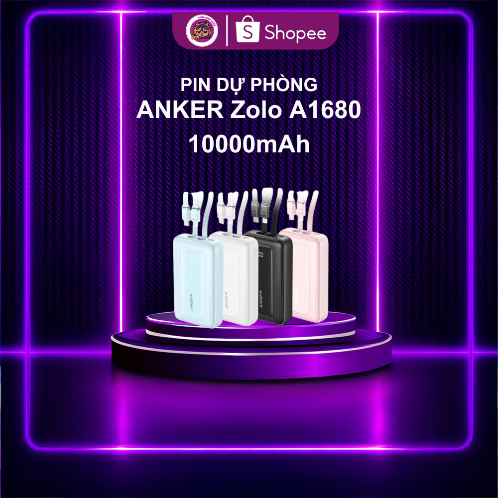 Sạc Dự Phòng ANKER Zolo A1680 – 10000mAh 30W, Kèm Cáp 2 Đầu, Nhỏ Gọn Tiện Lợi