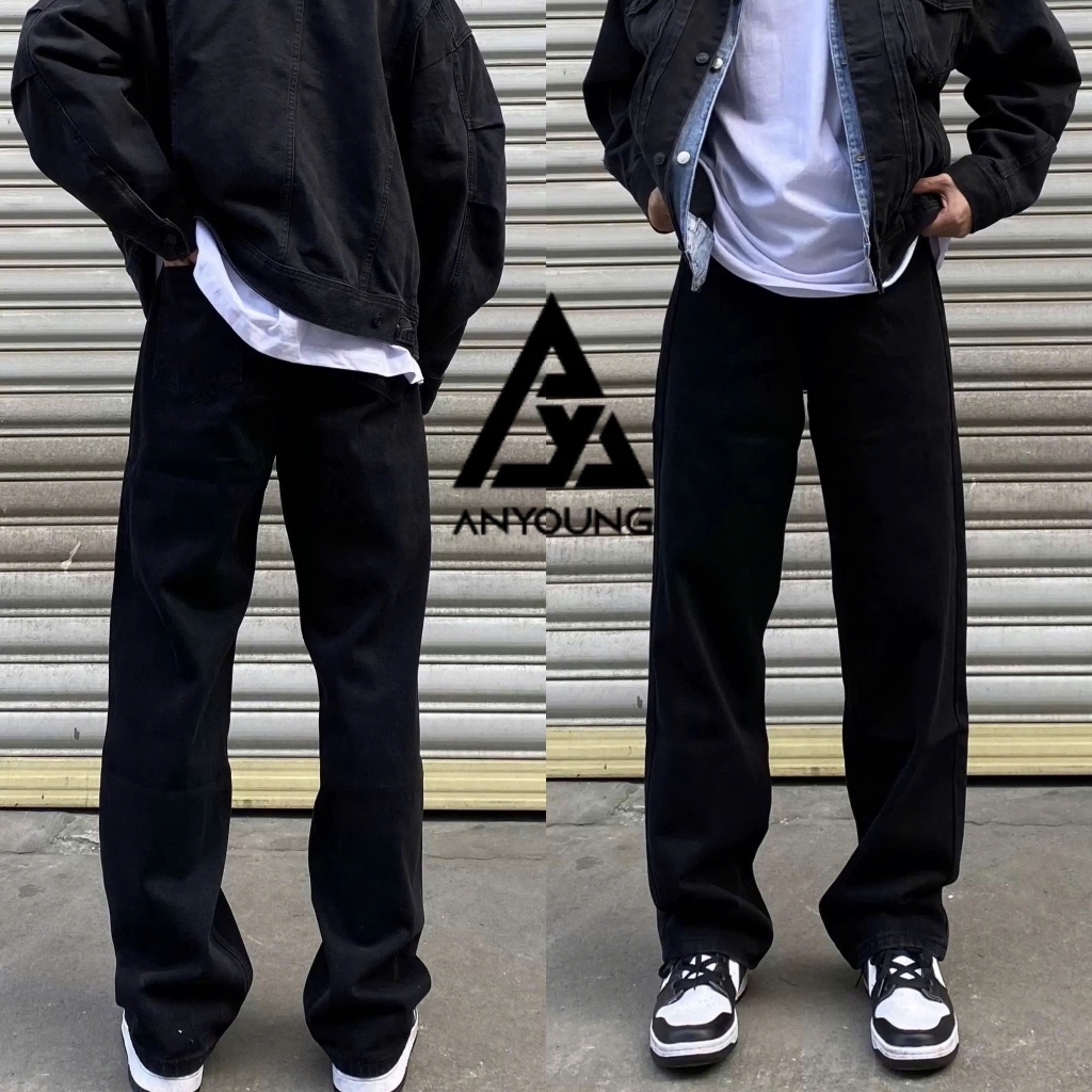 Quần jean ống rộng ANYOUNG quần jean nam che khuyết điểm form chuẩn hàn quốc hottrend 2025 QD18 | BigBuy360 - bigbuy360.vn