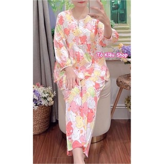   15.10  DÀI TAY FORM ÁO BABY DOLL CÀI NÚT_Bộ Tole Nữ Mặc Nhà Bộ Lanh Nữ Mềm Mát 