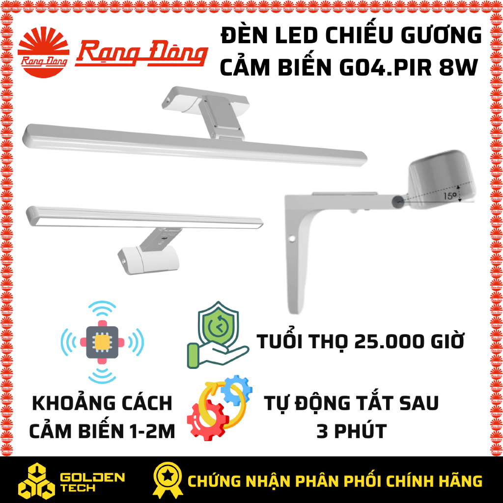 Đèn LED chiếu gương cảm biến chuyển động công suất 8W Rạng Đông - Model: G04.PIR 8W