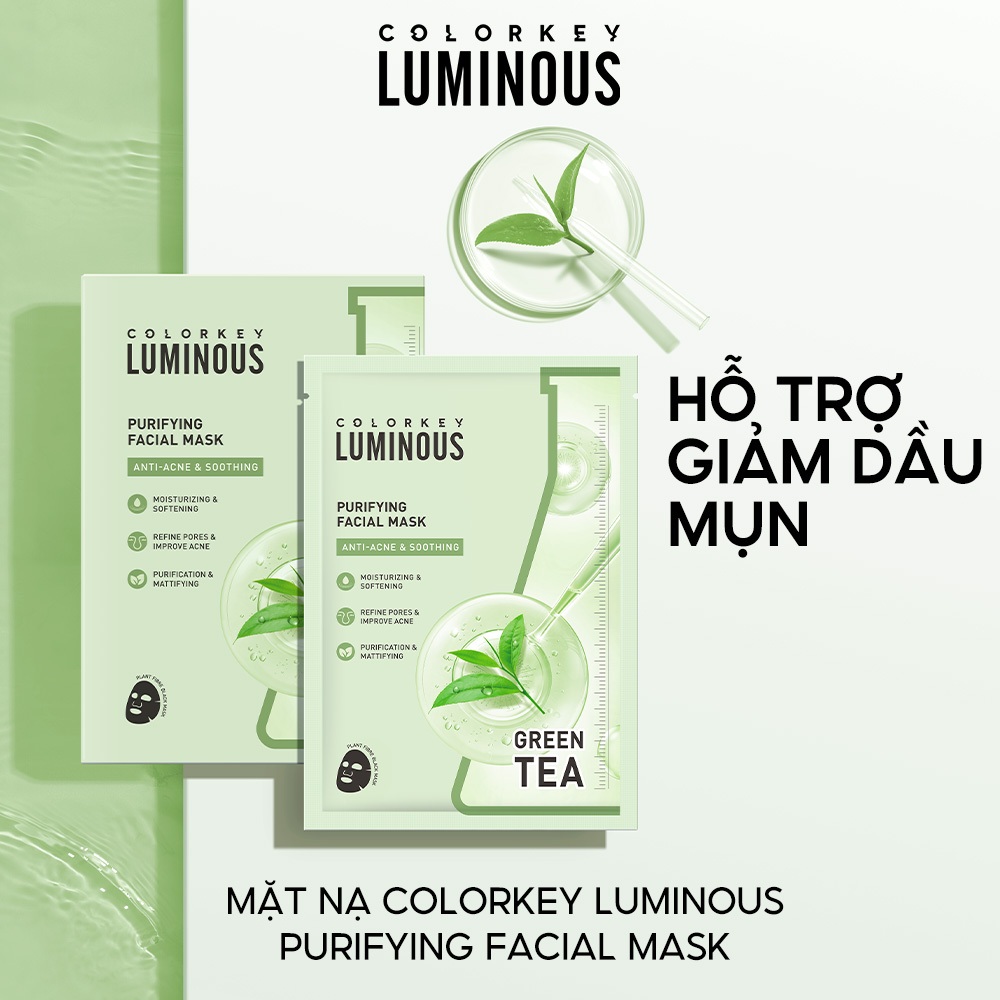 [DAILY LIVE] 🔥 Mặt nạ trà xanh COLORKEY LUMINOUS 25ml/miếng , Hỗ Trợ Giảm Dầu Mụn | BigBuy360 - bigbuy360.vn