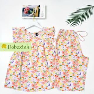  Đồ tole nữ mặc nhà Bộ Lanh Lửng Cánh Tiên VNXK 40-68kg chất tole 2 da loại 1 mịn mát doboxinh 