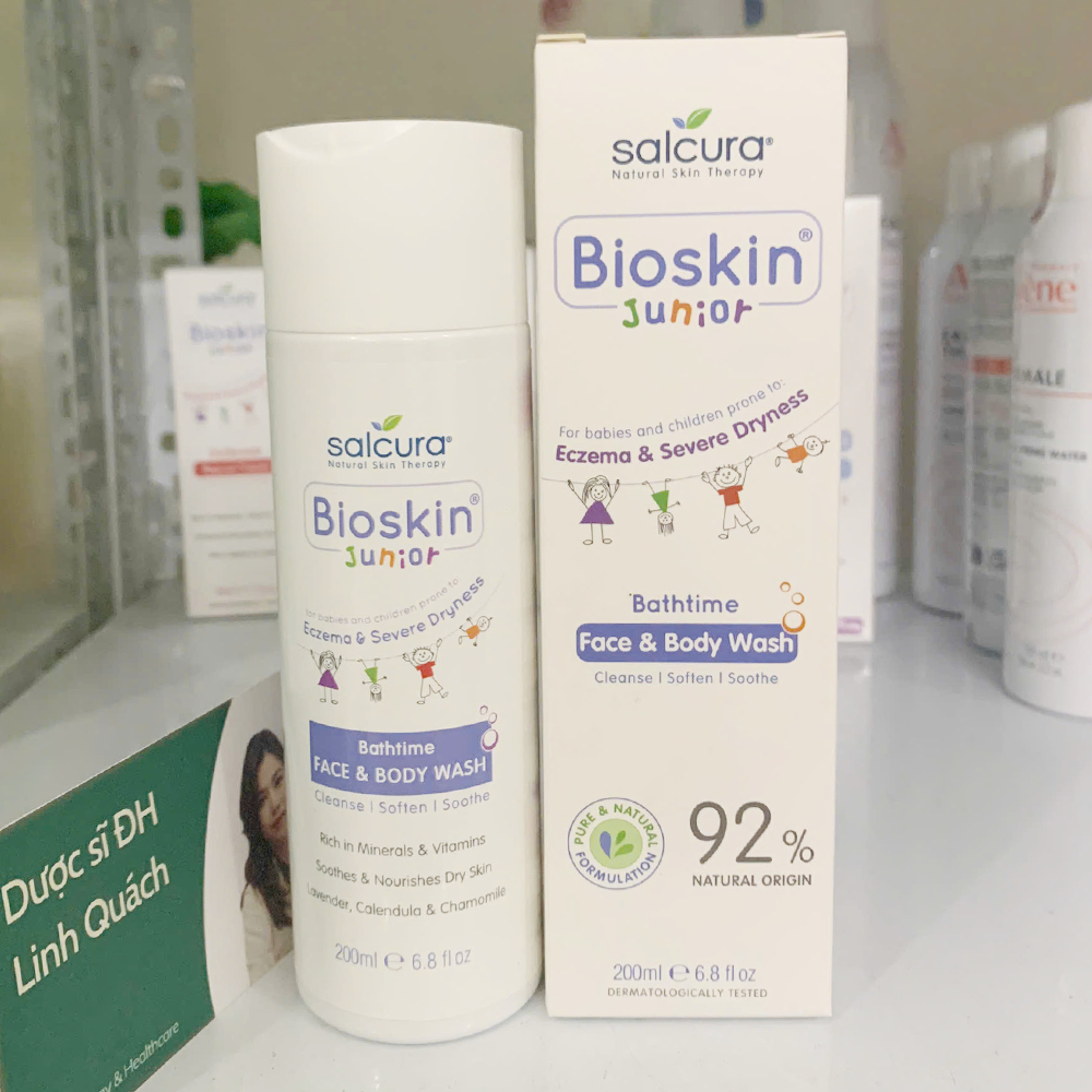 Salcura Bioskin Junior Bathtime Face & Body Wash giúp làm sạch và mềm da cho bé 200ml [ Chính hãng]