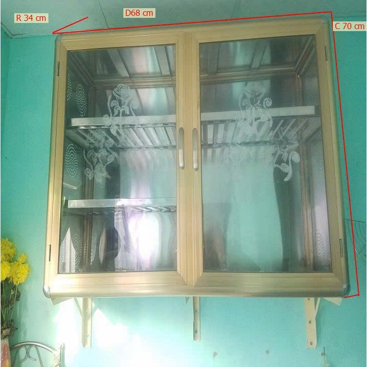 2-(Q9HCM) Tủ Úp Chén Treo Tường Nhôm Kính Cao Cấp -Tủ Bếp Nhôm Kính Treo Tường Cao Cấp-Mã:T703570VĐ-