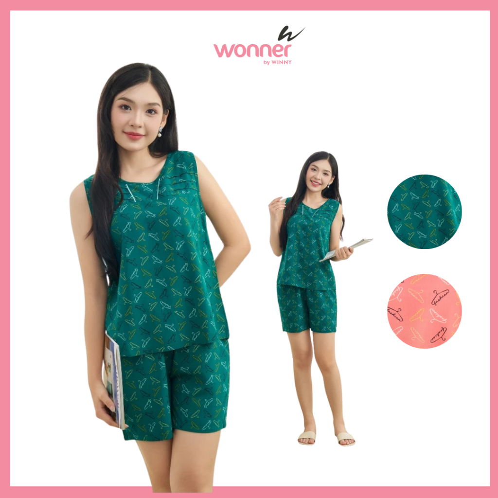 Đồ Bộ Mặc Nhà Nữ Sát Nách Quần Đùi Chất Lanh WONNER by Winny - 2MNLA25013B