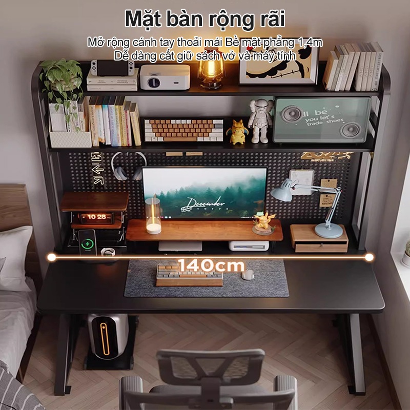 ALVIN Bàn chơi game có ngăn chứa đồ đục lỗ và chân đế chữ K kép | BigBuy360 - bigbuy360.vn