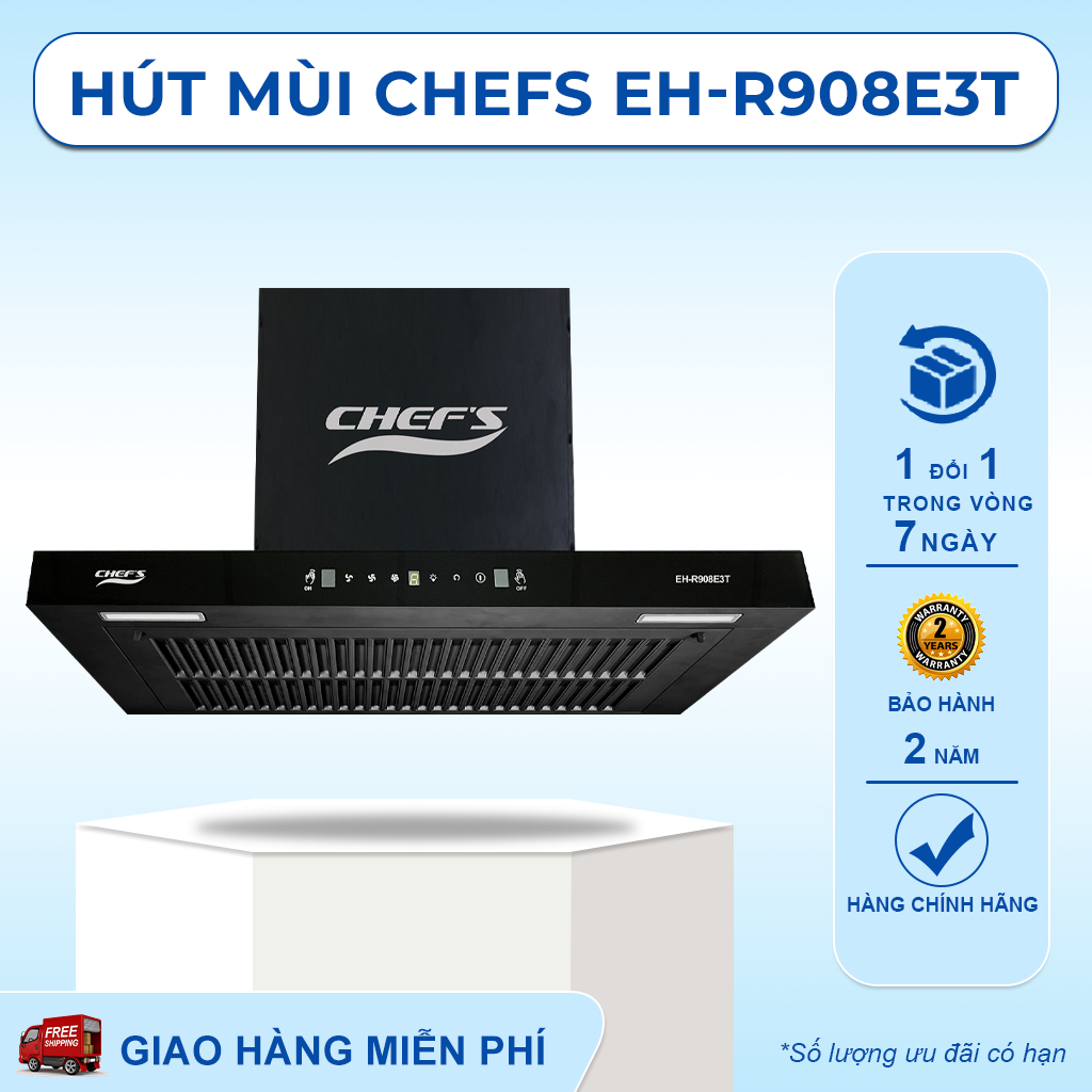 Máy hút mùi Chefs EH-R908E3T, kích thước sâu 350mm
