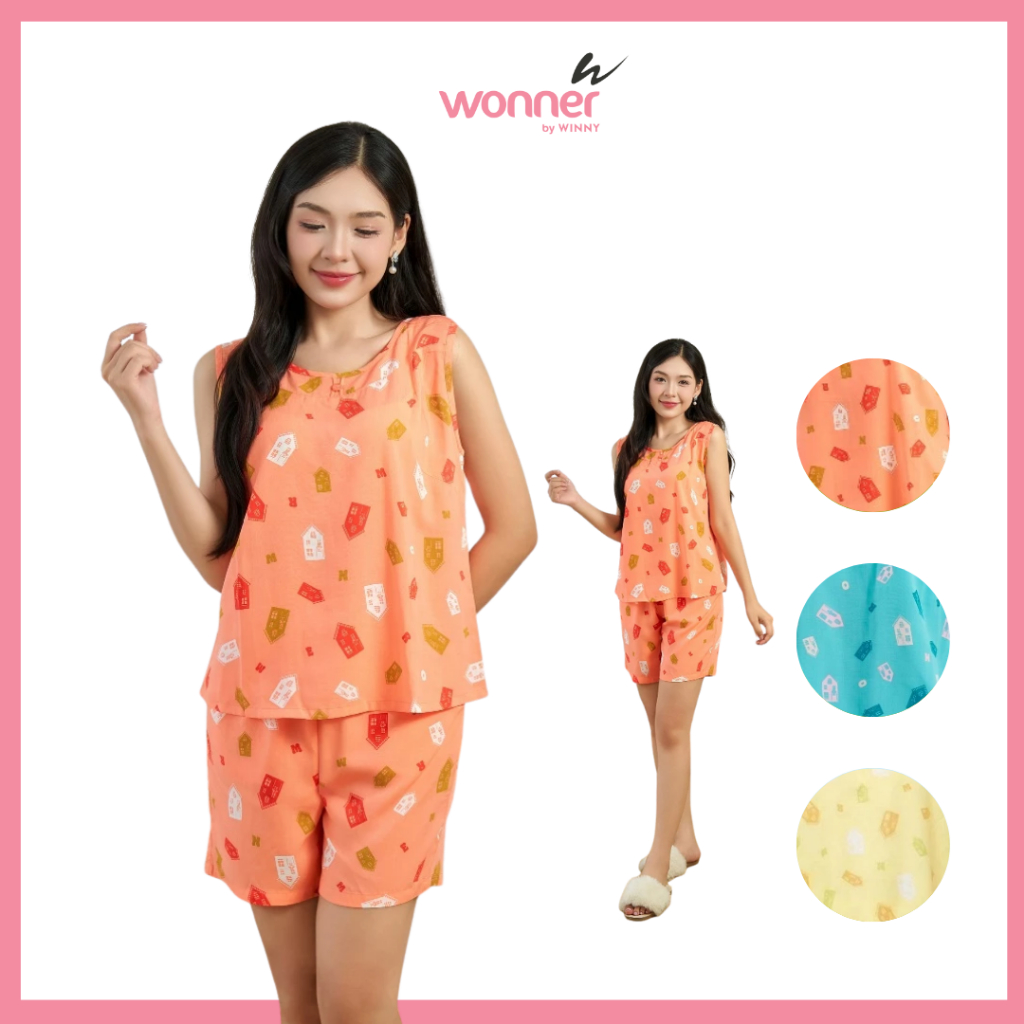 Đồ Bộ Ngủ Mặc Nhà Nữ Sát Nách Quần Đùi Chất Lanh WONNER by Winny - 2MNLA25077B