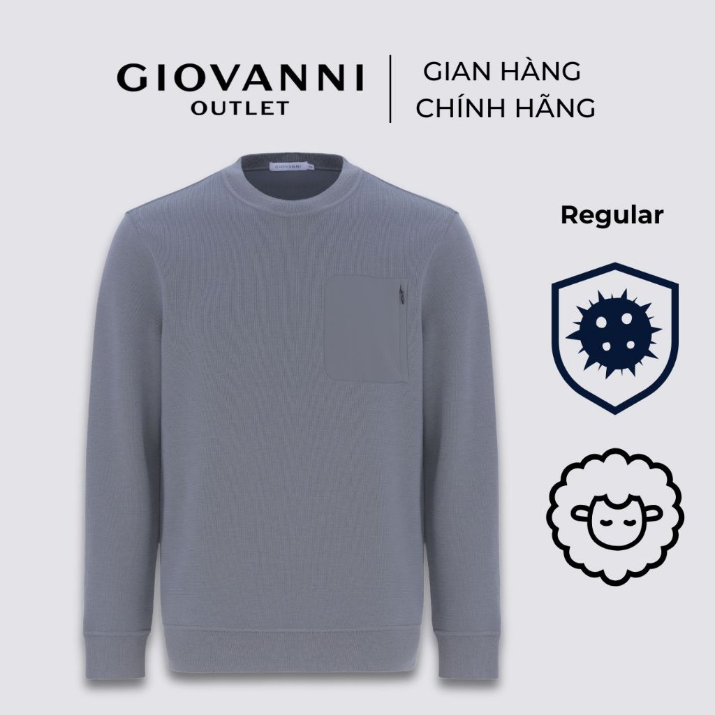 Áo Len Nam GIOVANNI Dáng Regular Lót Nỉ Trơn Cổ Tròn GSW0070-1