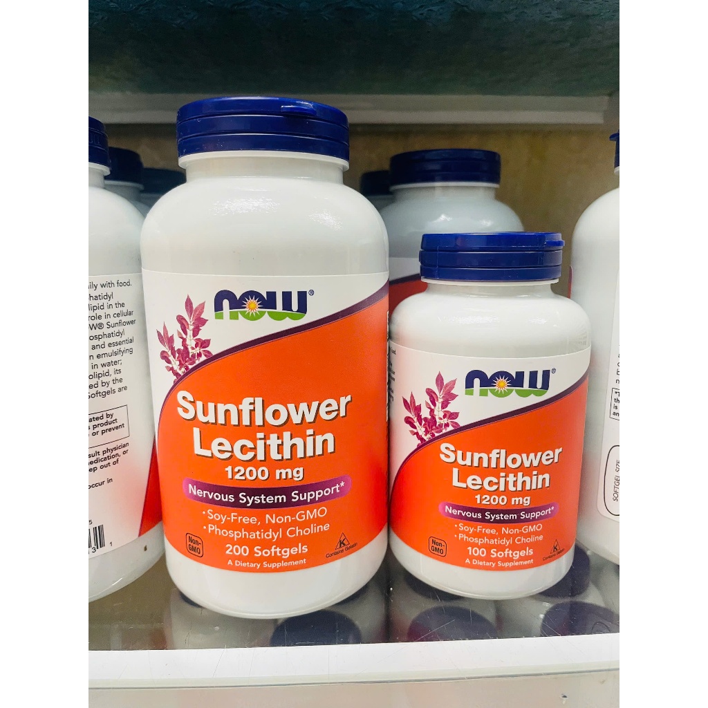 (có bill nhập) Viên uống Sunflower Lecithin Now Foods 1200mg.
