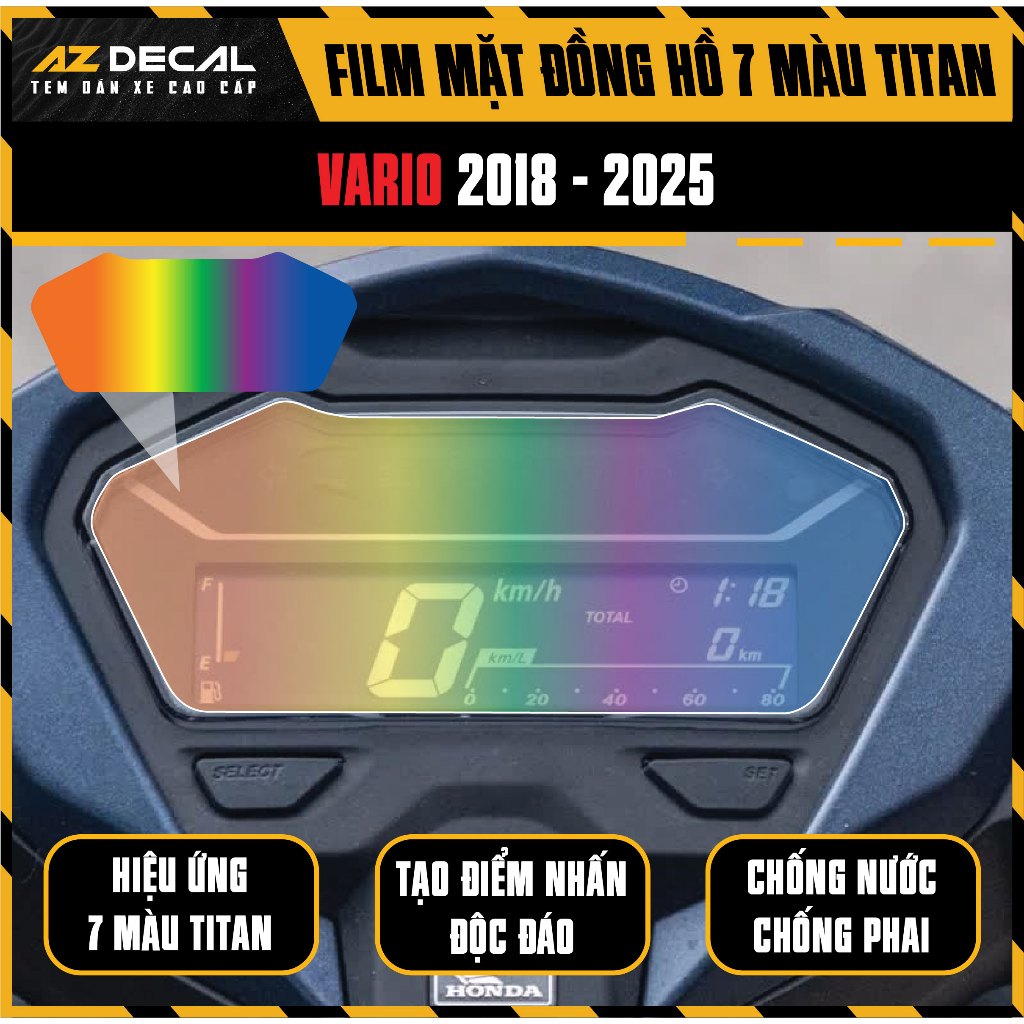 [Mua 1 Tặng 1] Miếng Dán Mặt Đồng Hồ Xe VARIO 125 160 | Film Titan 7 Màu Chống Xước - AZDECAL