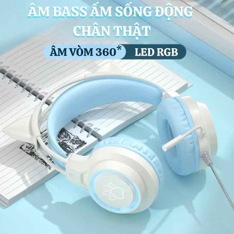 Tai Nghe Gaming Chụp Tai chơi game máy tính gắn trên đầu có dây kèm micro tai nghe | BigBuy360 - bigbuy360.vn