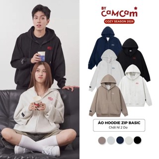  Áo Hoodie Zip Basic Vải 2 Da ByCamCam - Áo Khoác Nỉ Form Rộng Nam Nữ 