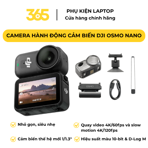 [365] Camera Hành Động DJI Osmo Nano Cảm Biến 1/1.3″ CMOS, Quay Video 143 Độ/4K, Thiết Kế Siêu Nhỏ Gọn, Nam Châm 2 Mặt - Hình 1