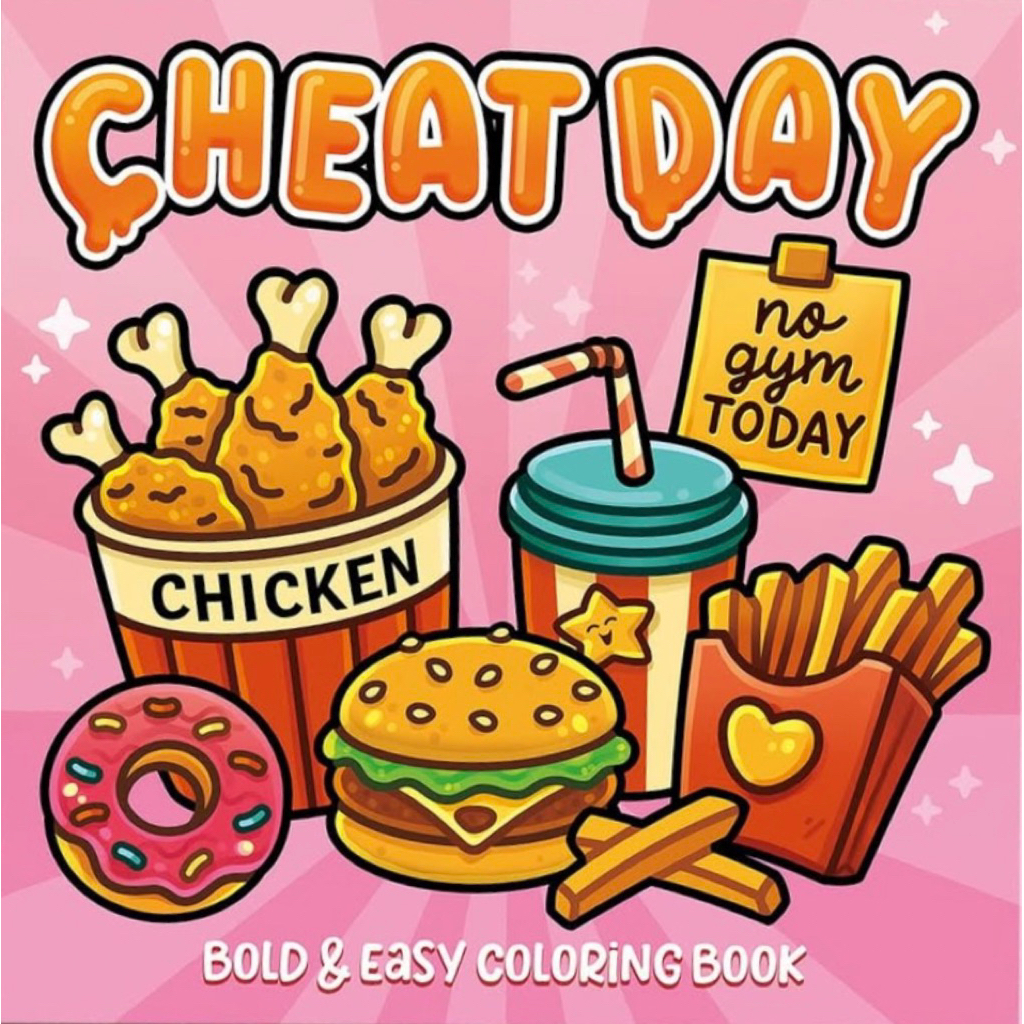 (25 tranh) Quyển tô màu đồ ăn cute "CHEAT DAYS" giấy dày 180gsm