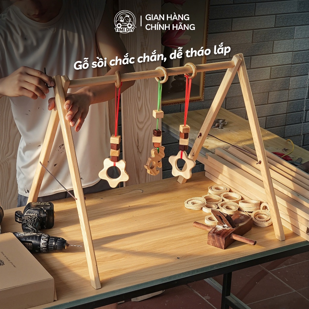 Kệ Chữ A Cho Bé, Dễ Lắp,Gỗ Sồi, Nhiều Mẫu, Điều Chỉnh Cao Thấp, Phát Triển Giác Quan, Khắc Tên