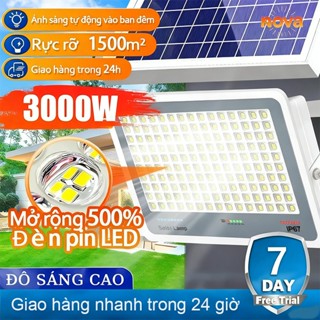  Đèn năng lượng mặt trời 3000W chống nước và chống chói IP67đèn LED điều khiển từ xa cảm biến tự động 