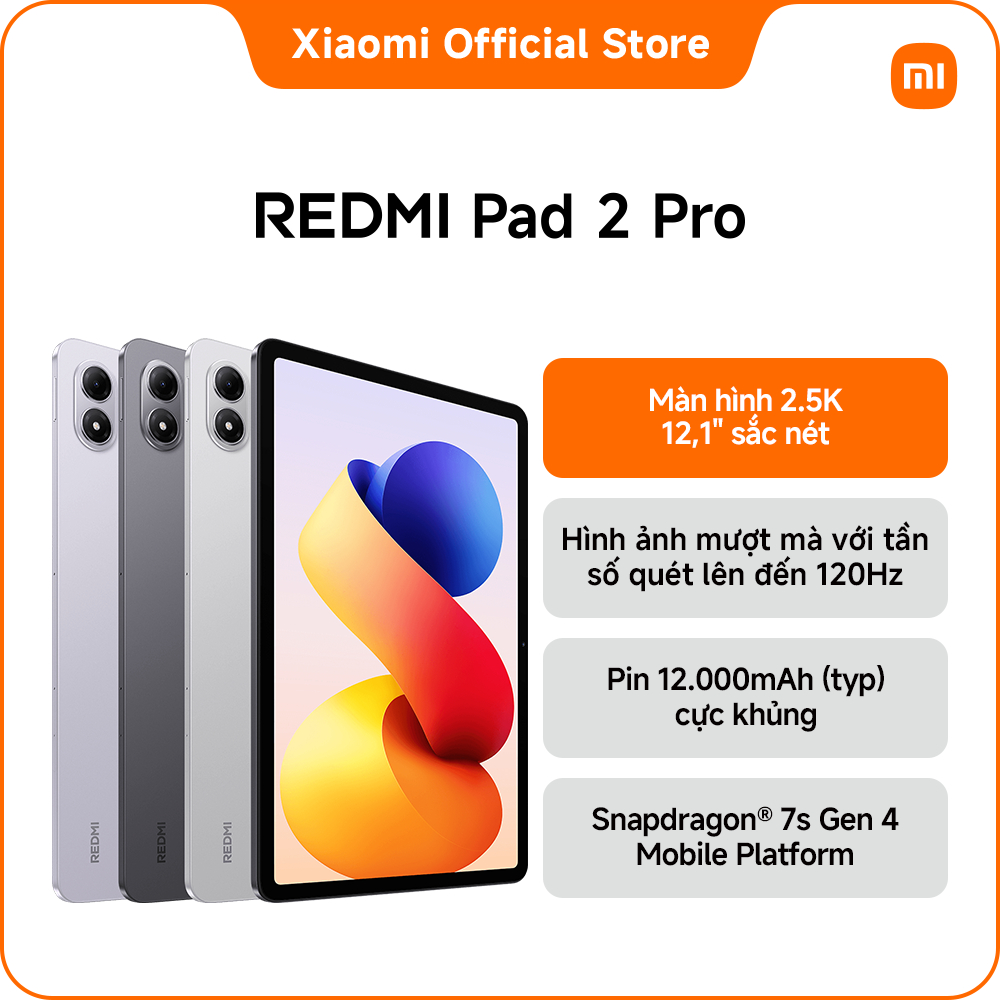 [TẶNG COVER] REDMI Pad 2 Pro | Màn hình 2.5K 12,1" sắc nét | Hình ảnh mượt mà với tần số quét lên đến 120Hz | BigBuy360 - bigbuy360.vn