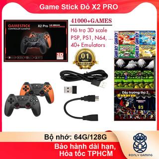 Game Stick 3D X2 PRO 3D PSP, PSx, GameBoy ... HDMI điện tử 4 nút máy chơi game cầm tay xịn không dây