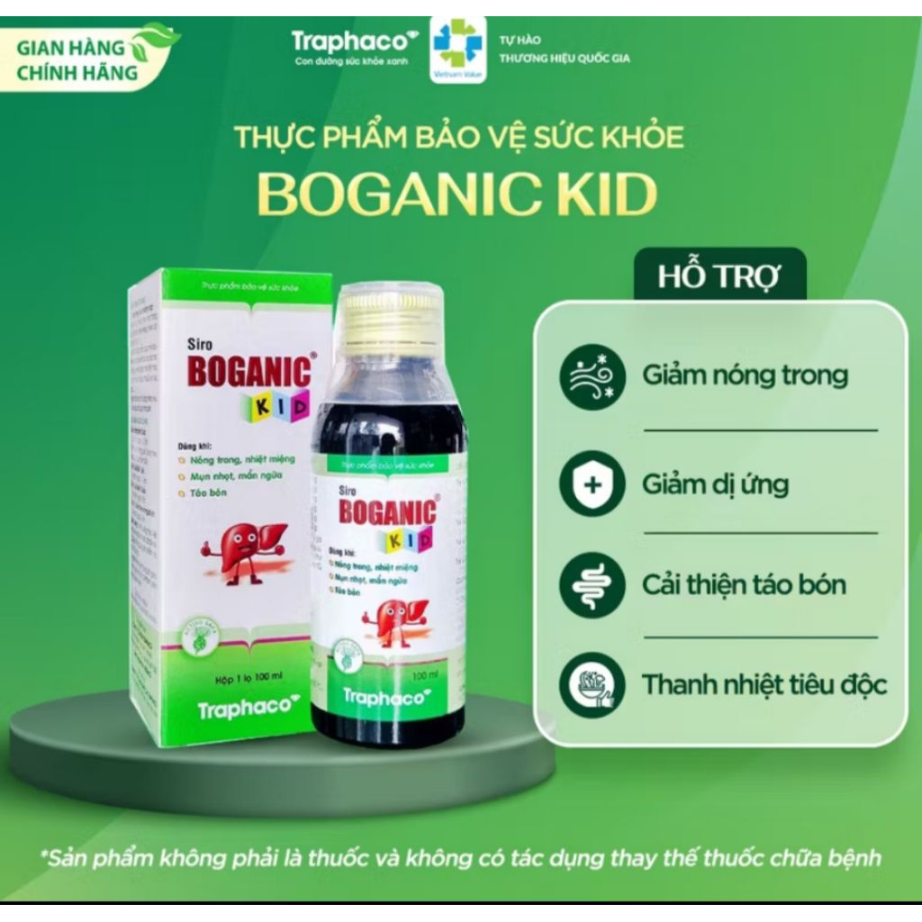 Siro Mát Gan Dành Cho Trẻ Em Boganic Kid-Giúp trẻ mát gan,giải độc,ngừa rôm sảy,mụn nhọt-Chai 100ml