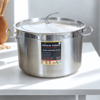  Nồi inox thấp đáy dày 5 lớp 44L  45 x 28 cm  nồi đáy liền  