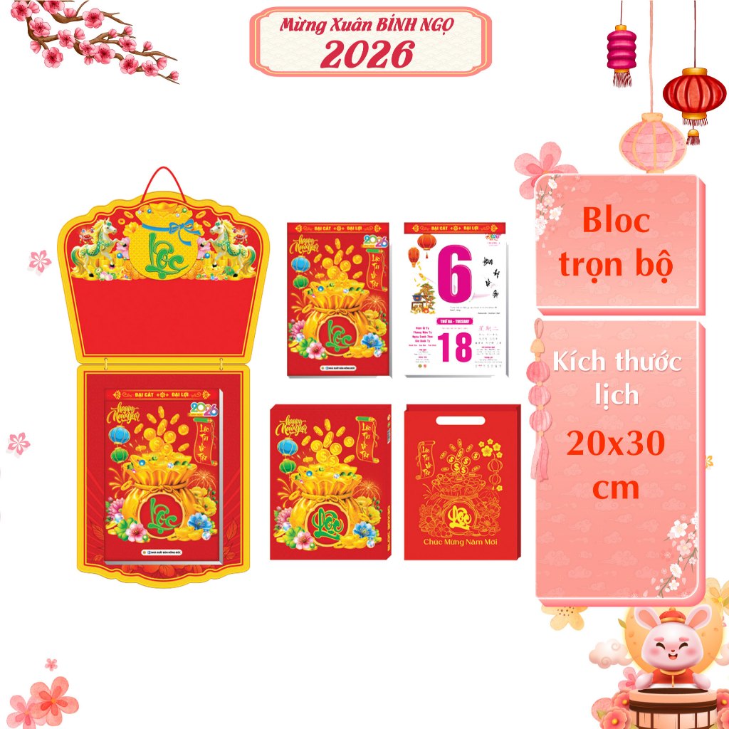 LỊCH 2026 - Lịch Bloc Siêu Đại Trọn Bộ 2026 (20x30 cm) - 9 mẫu