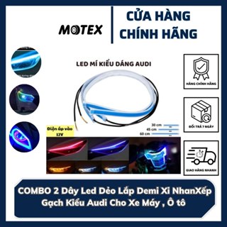  01 Dây đèn led mí audi hiệu ứng 2 chế độ xi nhan chạy đuổi demi xếp gạch cho ô tô và xe máy- 12-24v chống nước giá 1 dây 