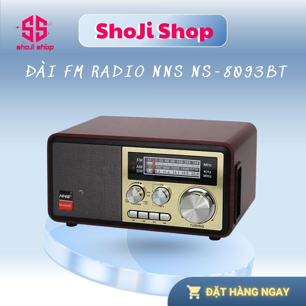 Đài FM Radio NNS NS-8093BT, Máy phát bắt được Bluetooth kết nối USB thẻ nhớ full chức năng + 12 Thán