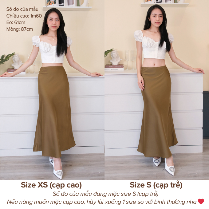 [Form rộng, lùi size] Chân Váy Lụa Vân Gỗ Dáng Dài, Chân Váy Lụa Cạp Trễ Hai Lớp La Boutique V006 | BigBuy360 - bigbuy360.vn