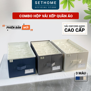  Combo 2 hộp vải đựng quần áo SETHOME xếp gọn tủ áo tiết kiệm không gian vải oxford cao cấp 