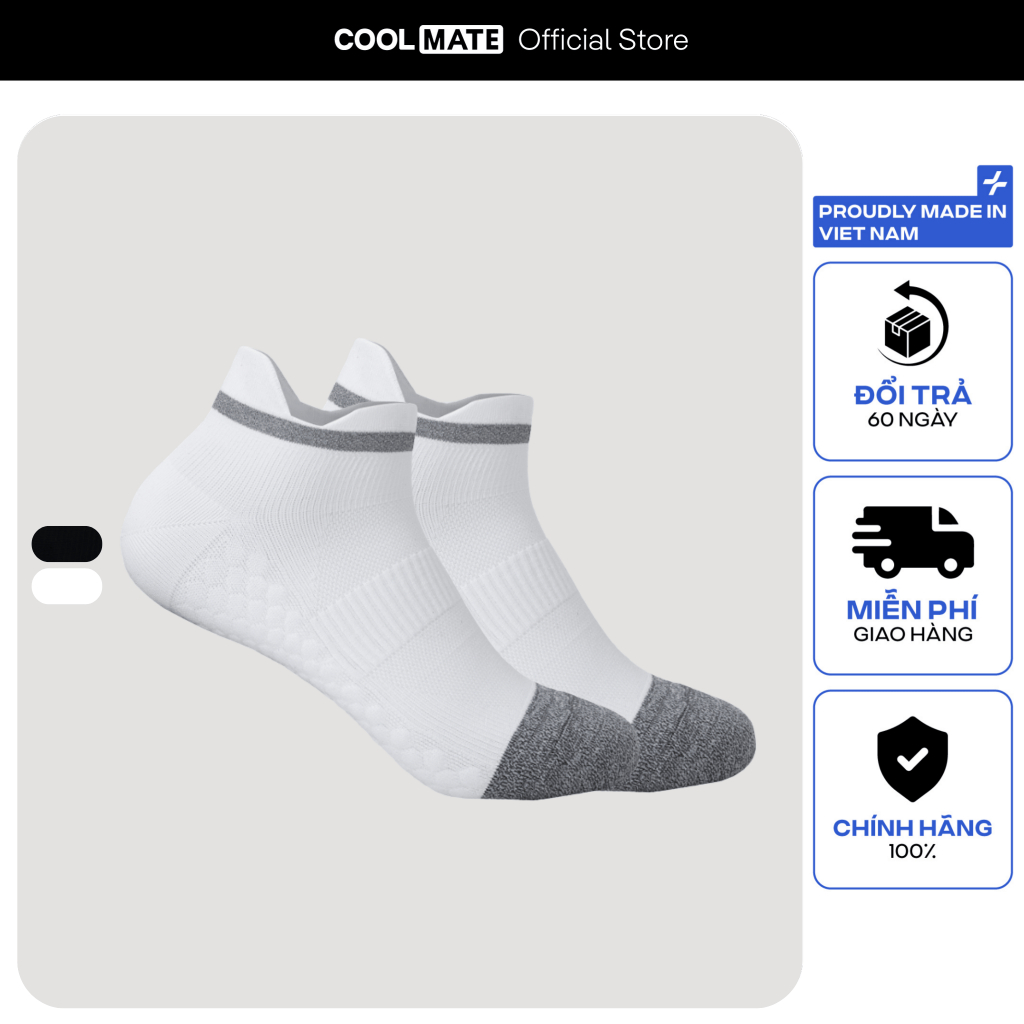 [SALE TẾT-MỚI]Tất Vớ thể thao unisex chạy bộ Cổ Trung Reflective Running Socks Coolmate