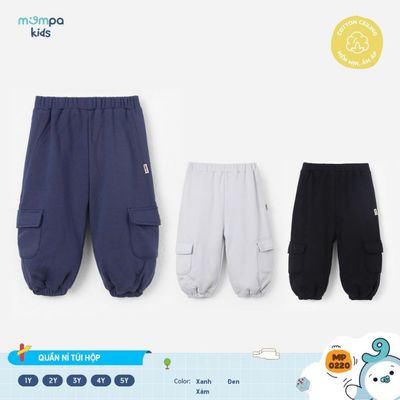 Quần dài cho bé Mompa 1-5 tuổi vải Cotton Nỉ co giãn mềm mại ấm áp túi hộp 0220