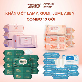   RẺ SẬP SÀN  Thùng 10 Gói Khăn Giấy Ướt Jumi Gumi Lamy Cao Cấp Nano Bạc Không Cồn Paraben Cho Bé 